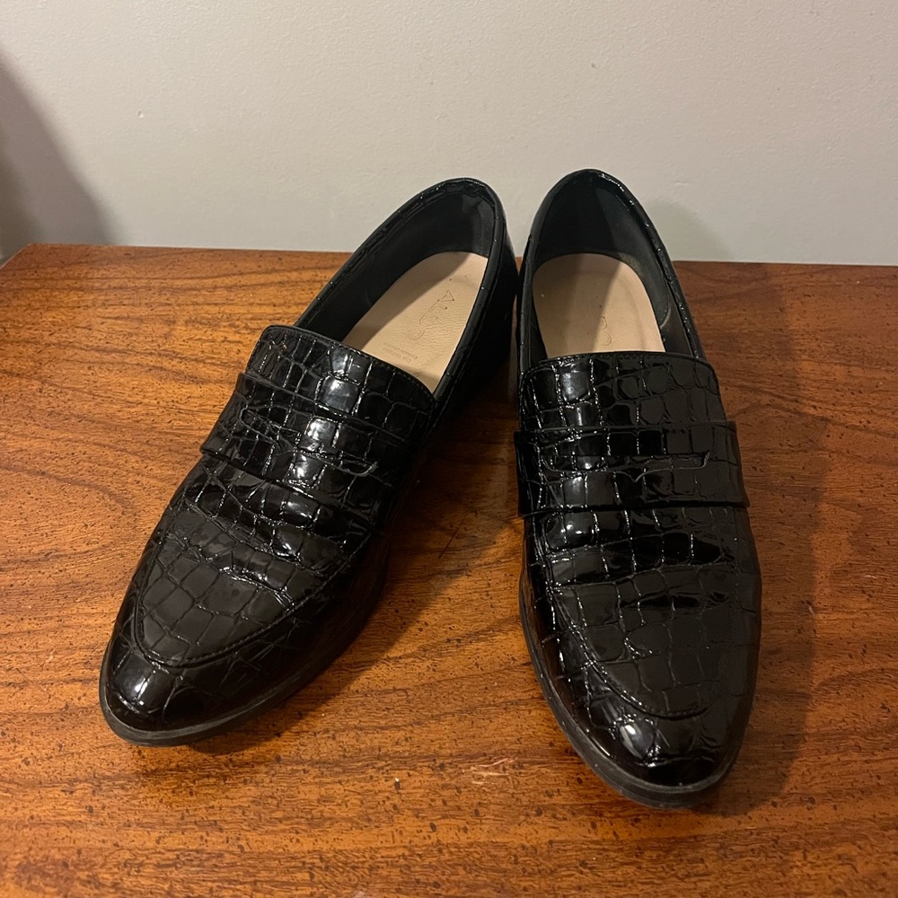 Black Crocodile Leather Loafers - Aldo